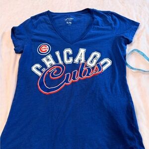 Chicago Cubs Women's Blue V-Neck Tee